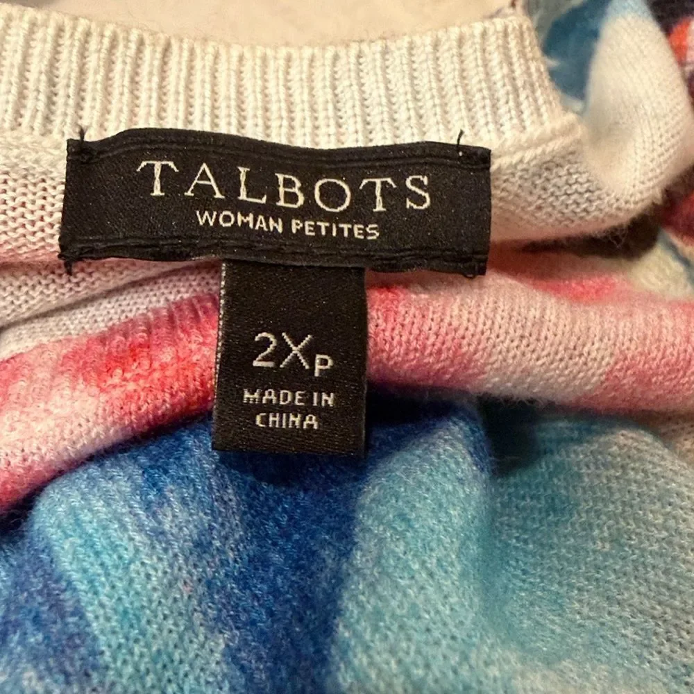 Talbots- Watercolor Floral Thin Knit Lightweight Crewneck Sweater Women's 2XP